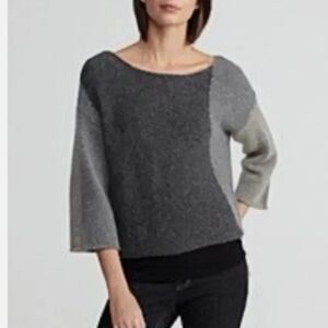 EILEEN FISHER Colorblock Mohair Wool Sweater Size XS Gray Fall Winter Minimalist